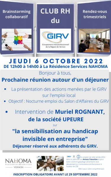 Club RH du GIRV le 6 octobre 2022 de 12h00 à 14h00